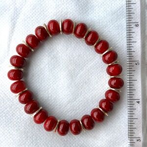 Deep Red Glass Bead Bracelet